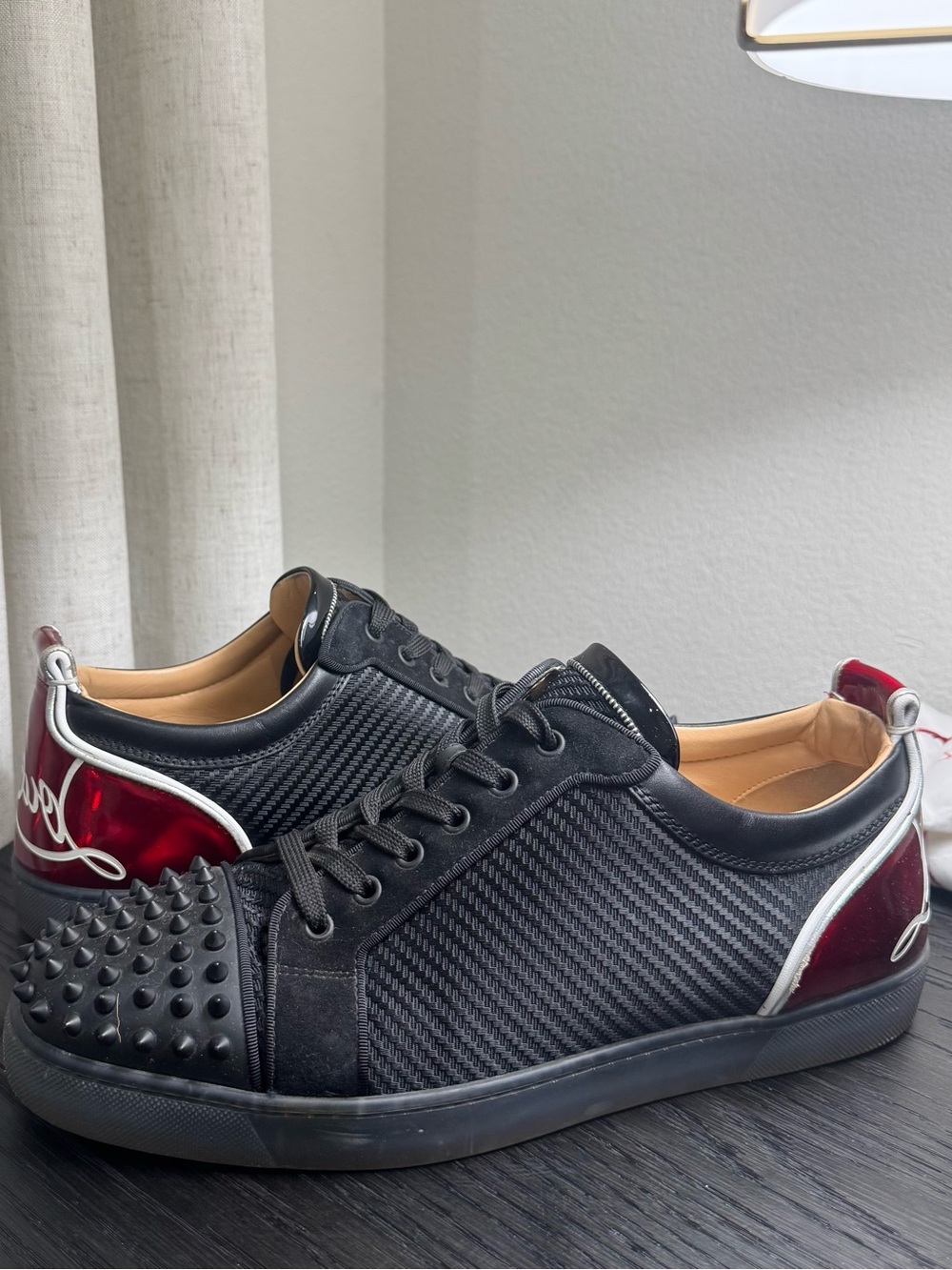 Christian Louboutin Fun Louis Junior Spikes Sneakers Black/Red 45